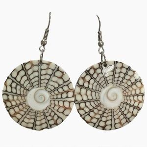 Shell Swirl Spider Web Earrings - Cream